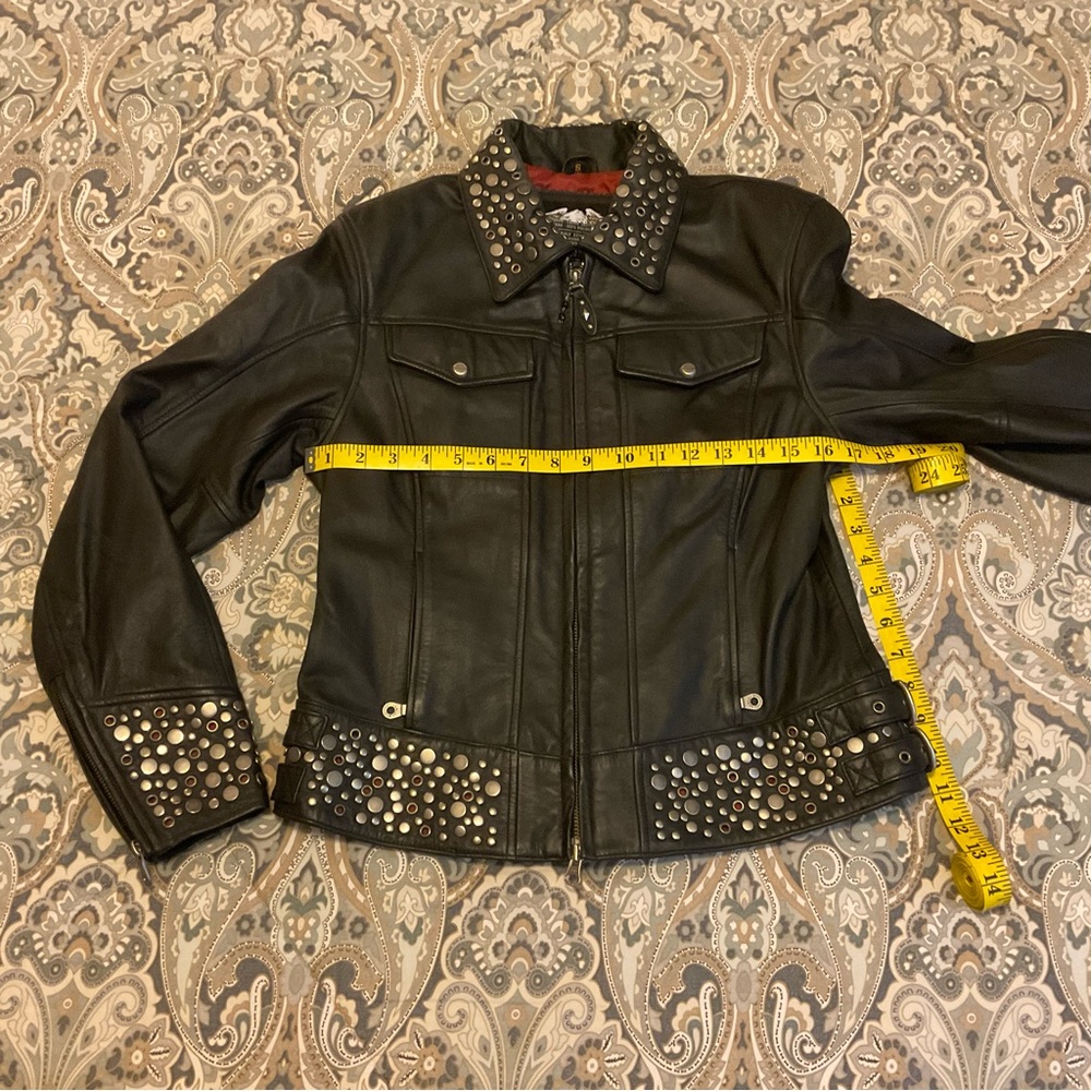 Mint Vintage Harley Davidson An American Legend Studded Leather Moto Jacket Sz S - Picture 16 of 16